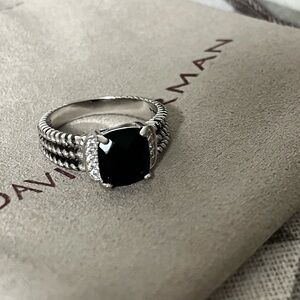 David Yurman Black and Silver Ring sz8